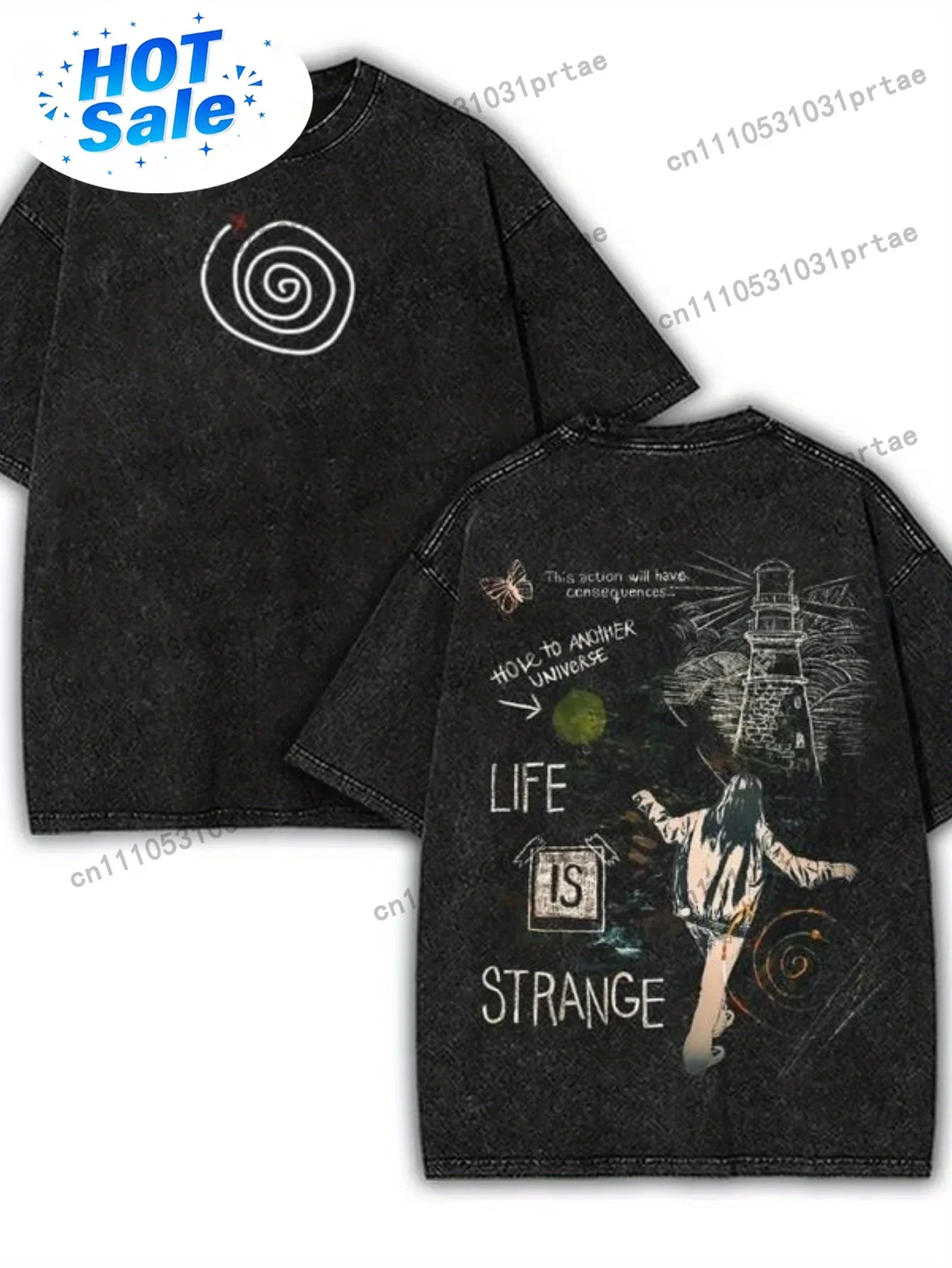 Streetwear Brand Red - Men'S Water-Washed Streetwear Brand T-Shirt Featuring
